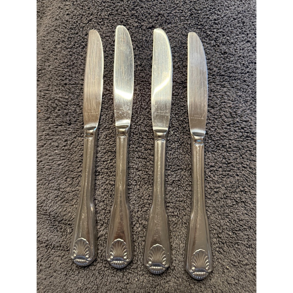 Towle London Shell 18/8 Stainless Dinner Knives‎ Set of 4 Korea Flatware